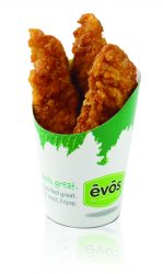 EVOS airbaked strips. Low calorie fast food.